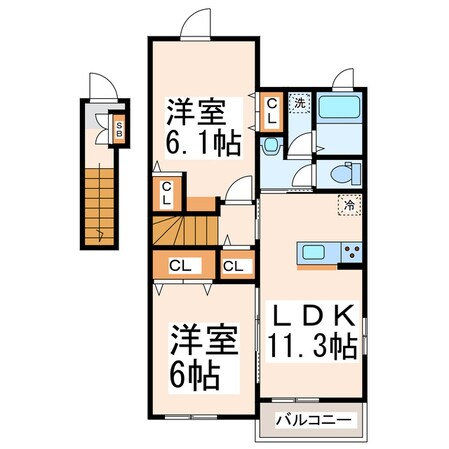 竜穴 徒歩6分 1-2階の物件間取画像